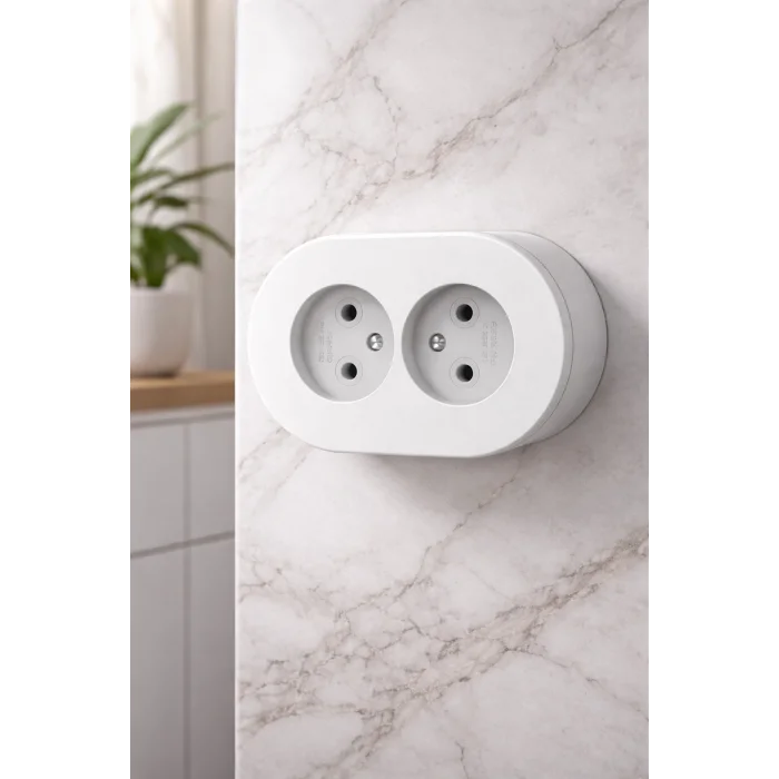 Topraklı Sıva Üstü Priz İkili – Güvenli, Dayanıklı ve Modern Duvar Prizi