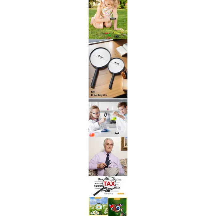 Turk 10X Büyüteç 6 ve 9 cm 2 li SET