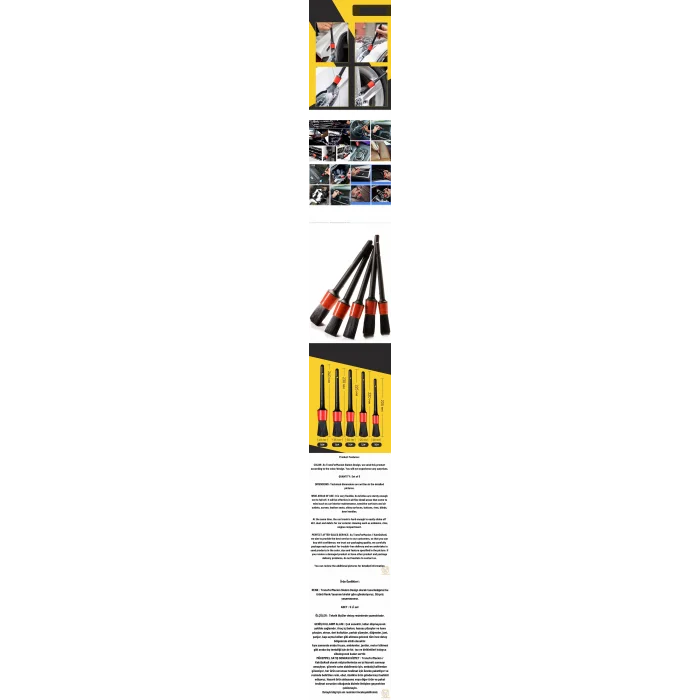 Turk 5 Boy Araç Detay Temizlik Fırça Seti Slalom Design