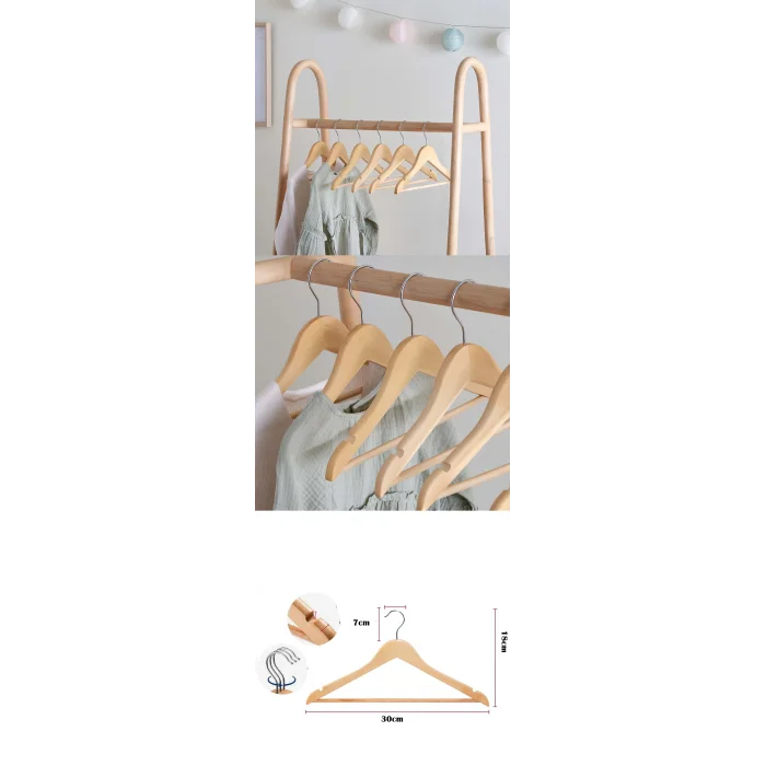 Turk Mini Ahşap Çocuk Elbise Askısı 12 ADET