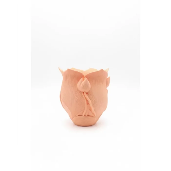 Turuncu Floral Tasarımlı 3D Vazo Şık Ev Dekorasyon Aksesuarı