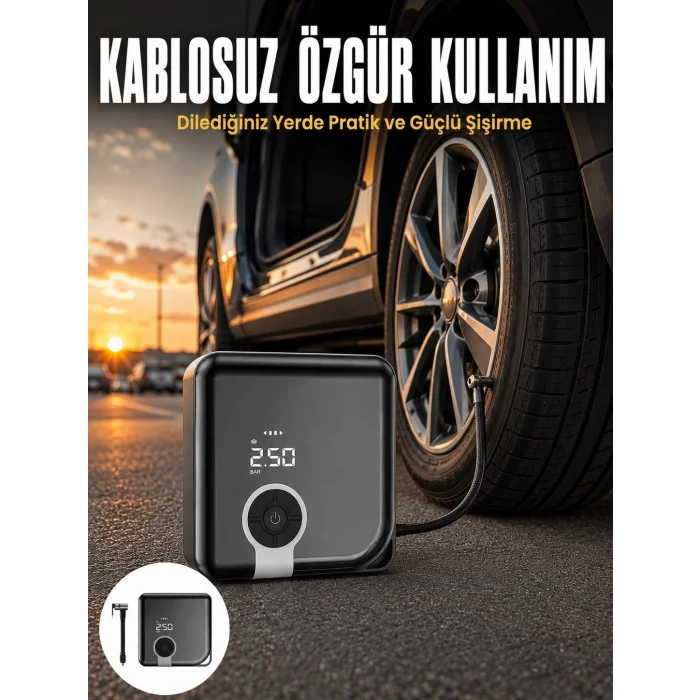 Type-C Şarj Girişli Diyafram Tip Kompresör Yeni Nesil