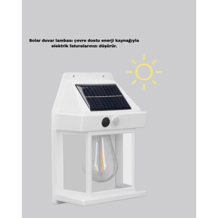 Üç Modlu Güneş Enerjili Duvar Lambası 1800mAh Bataryalı ve Hareket Sensörlü
