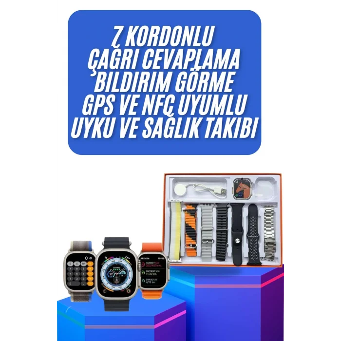 Unısex 7 Kordonlu Çok Fonksiyonlu Nabız Ölçer Uyku ve Sağlık Takibi
