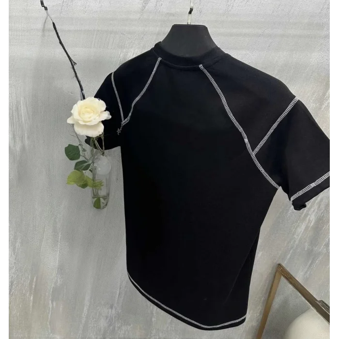 Erkek Tişört Karoyaka Dikişli Oversize T-Shirt - Siyah