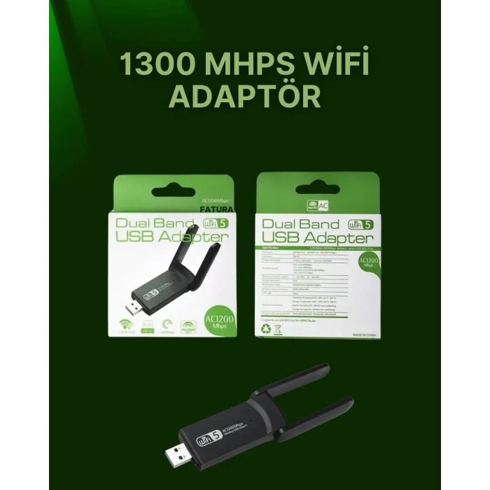 USB 3.0 Wireless Adaptör – 2.4GHz & 5GHz Destekli