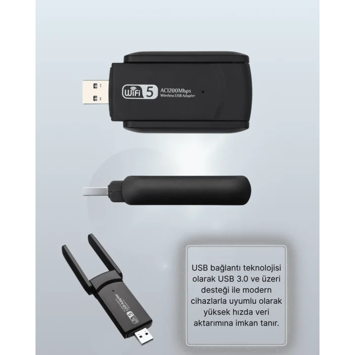 USB 3.0 Wireless Adaptör – 2.4GHz & 5GHz Destekli