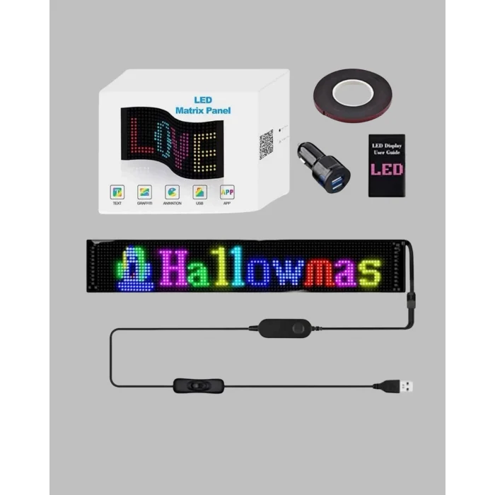 USB Destekli LED Mağaza Tabelası – Renkli RGB Kayan Yazı Paneli