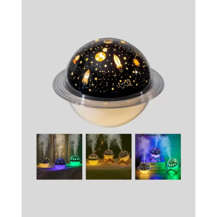 USB Projeksiyon Gece Lambası ve Hava Nemlendirici – Aromaterapi Destekli Taşınabilir Mini