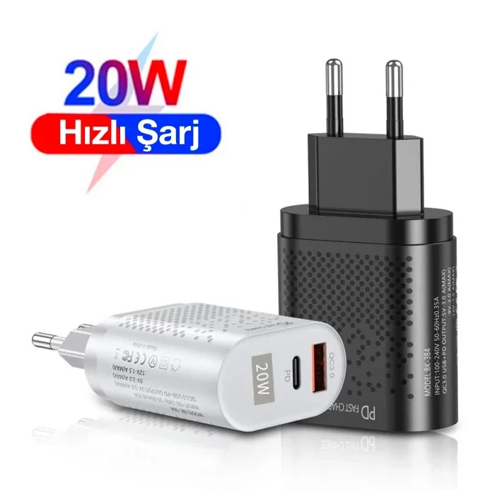 USLİON 20W USB QC3.0 Şarj PD3.0 Hızlı Şarj Aleti Şarj Başlık-(5775)