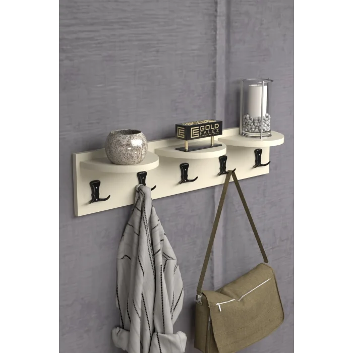 Üst Raflı Duvar Askılığı Bej 80 cm