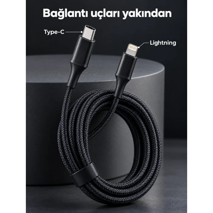 Uzun ve Dayanıklı Type C Lightning PD Hızlı Şarj Kablosu