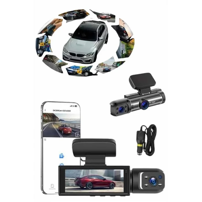 Video ve Fotoğraf Kaydedici Sürüş Kamerası Ön ve Arka Çift Kameralı