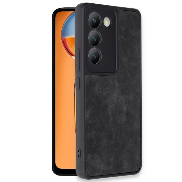 Vivo V30 Lite 4g Kılıf Aras Deri Kapak - Siyah