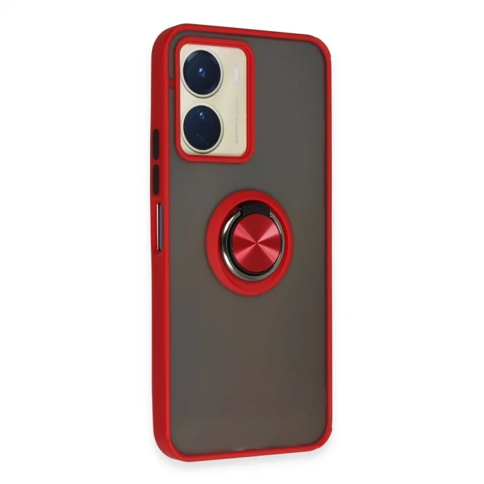 Vivo Y16 Kılıf Montreal Yüzüklü Silikon Kapak - Kırmızı