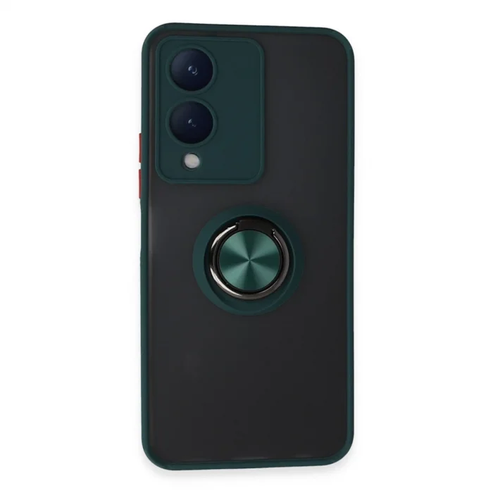Vivo Y17s Kılıf Montreal Yüzüklü Silikon Kapak - Yeşil