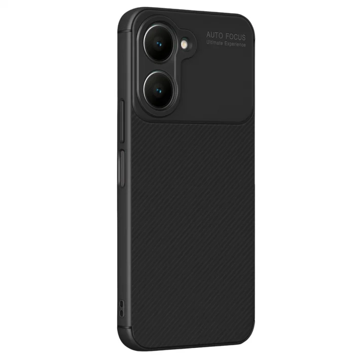 Vivo Y18 Kılıf Auto Focus Karbon Kapak - Siyah