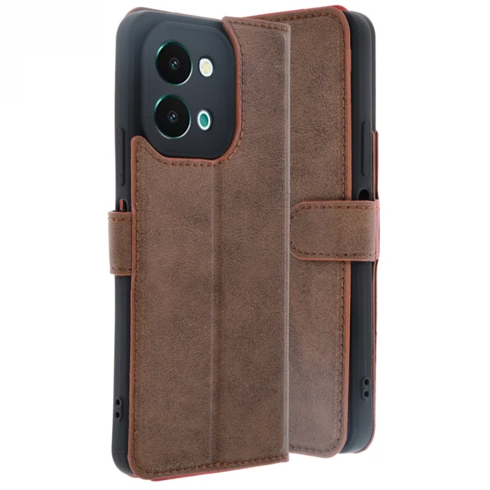 Vivo Y28 Kılıf Trend S Plus Kapaklı Kılıf - Taba