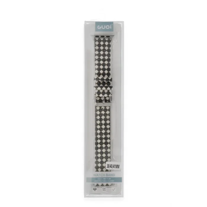 Apple Watch 38mm Uyumlu Karo Motif Kordon - Siyah