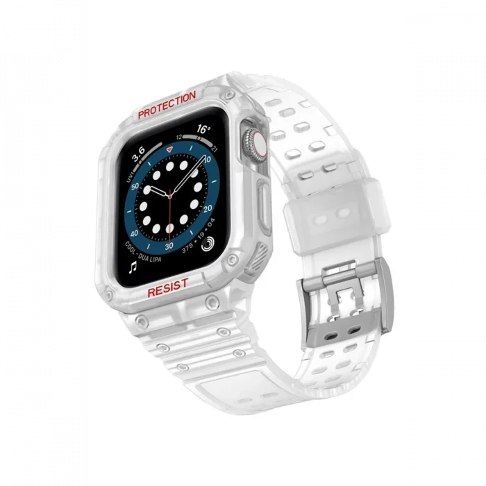 Apple Watch 42mm Uyumlu KR401 Silikon Kordon - Şeffaf