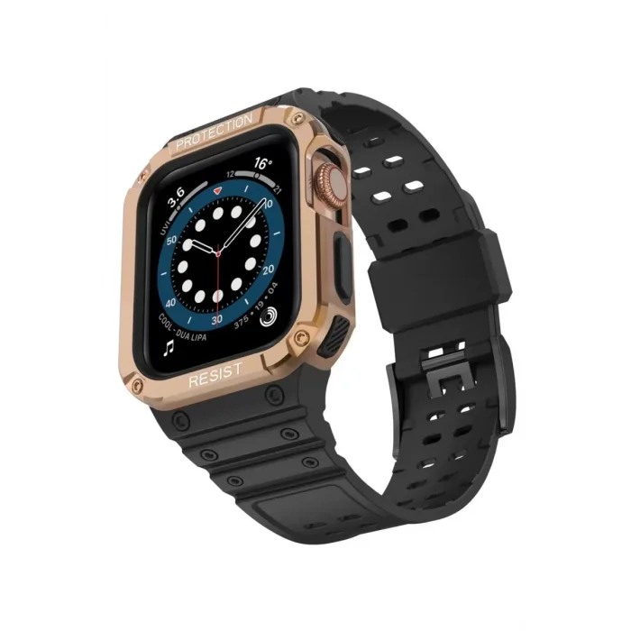 Apple Watch 42mm Uyumlu KR401 Silikon Kordon - Siyah-Rose
