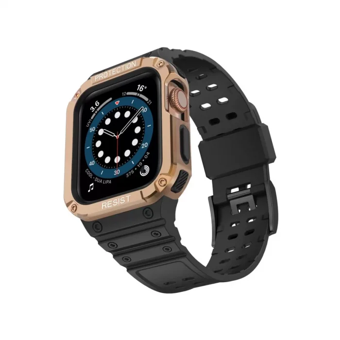 Apple Watch 42mm Uyumlu KR401 Silikon Kordon - Siyah-Rose