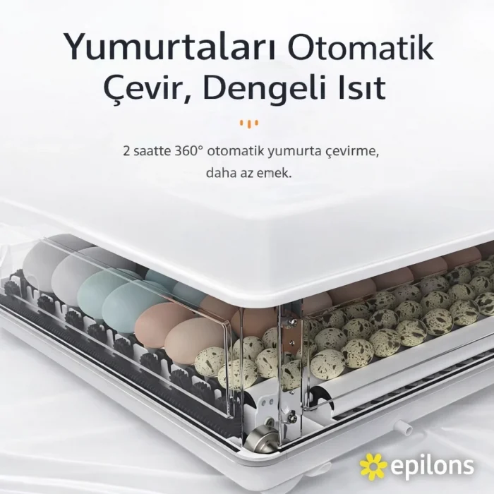 Wh-130 Kuluçka Makinesi -Tavuk Kaz Hindi Ördek ve Kuş Türleri Uyumlu Yedek Motor Hediyeli