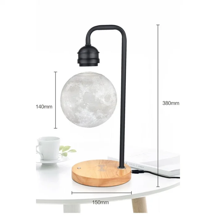 Xf02 Ay Görünümlü Kablosuz Şarj Özellikli Gece Lambası - Siyah