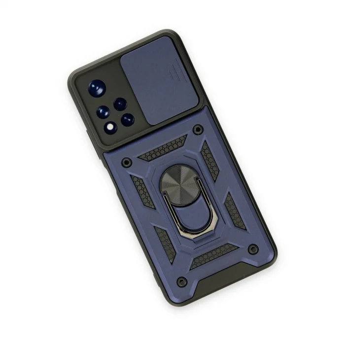 Xiaomi Poco M4 Pro 5g Kılıf Pars Lens Yüzüklü Silikon - Lacivert