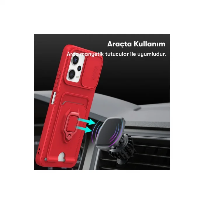 Xiaomi Poco X5 5g Kılıf Zuma Kartvizitli Yüzüklü Silikon - Pembe