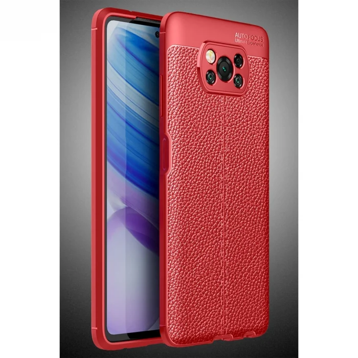 Xiaomi Pocophone X3 Kılıf Auto Focus Kapak - Kırmızı
