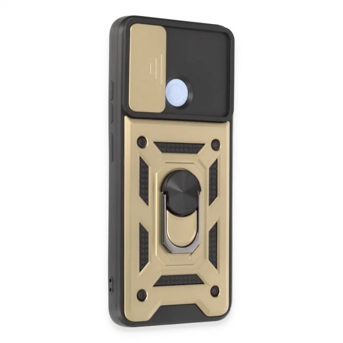 Xiaomi Redmi 12c Kılıf Pars Lens Yüzüklü Silikon - Gold