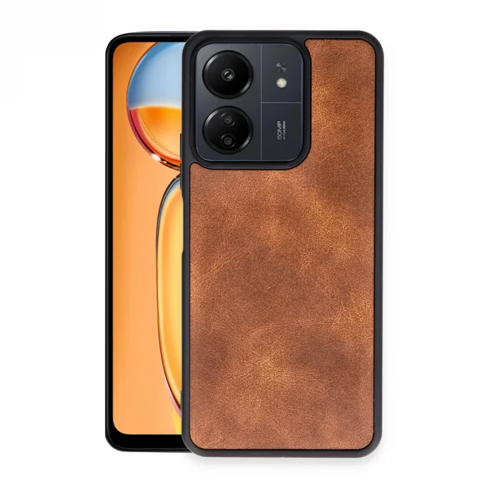 Xiaomi Redmi 13c Kılıf Aras Deri Kapak - Taba