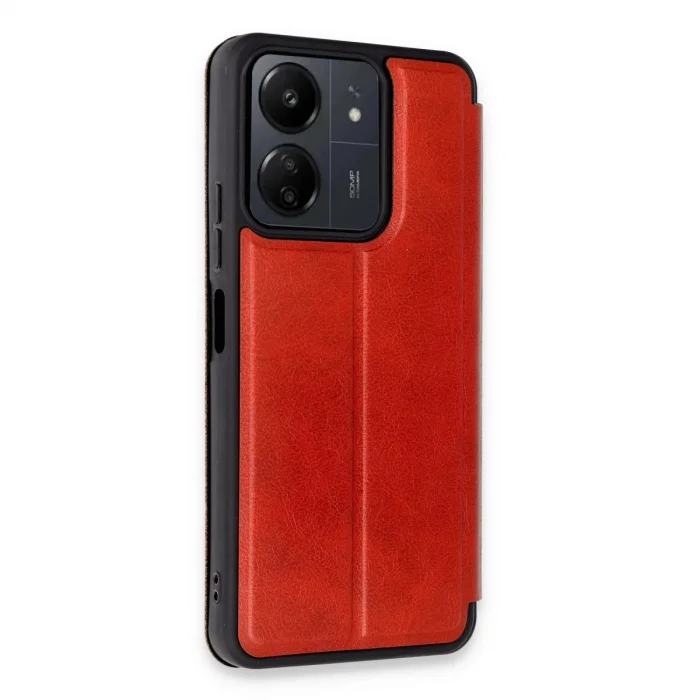 Xiaomi Redmi 13c Kılıf Flip Cover - Kırmızı