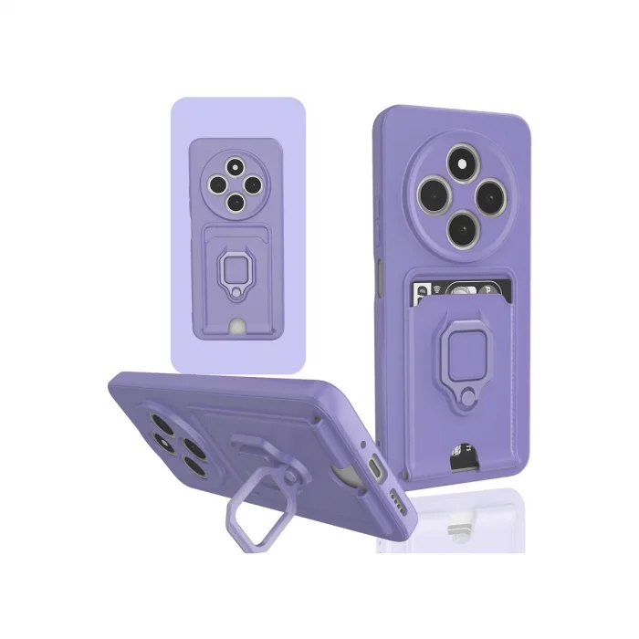 Xiaomi Redmi 14c Kılıf Zuma Kartvizitli Yüzüklü Silikon - Lila