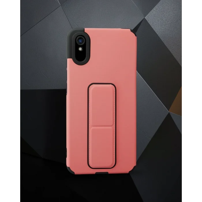 Xiaomi Redmi 9A Kılıf Mega Standlı Silikon - Pudra
