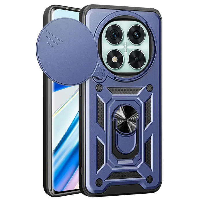 Xiaomi Redmi Note 14 Pro 4g Kılıf Pars Lens Yüzüklü Silikon - Lacivert