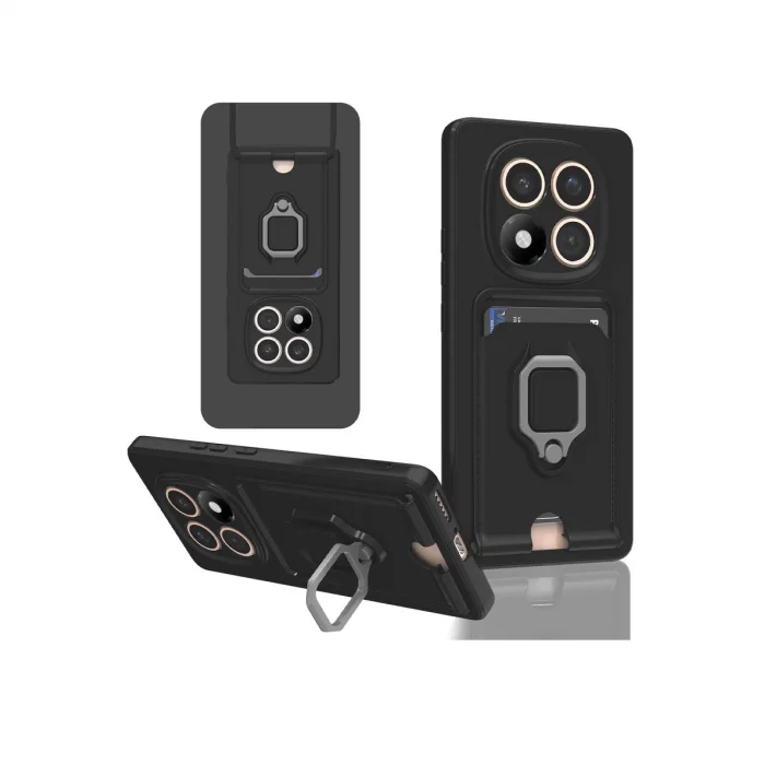 Xiaomi Redmi Note 14 Pro 4g Kılıf Zuma Kartvizitli Yüzüklü Silikon - Siyah