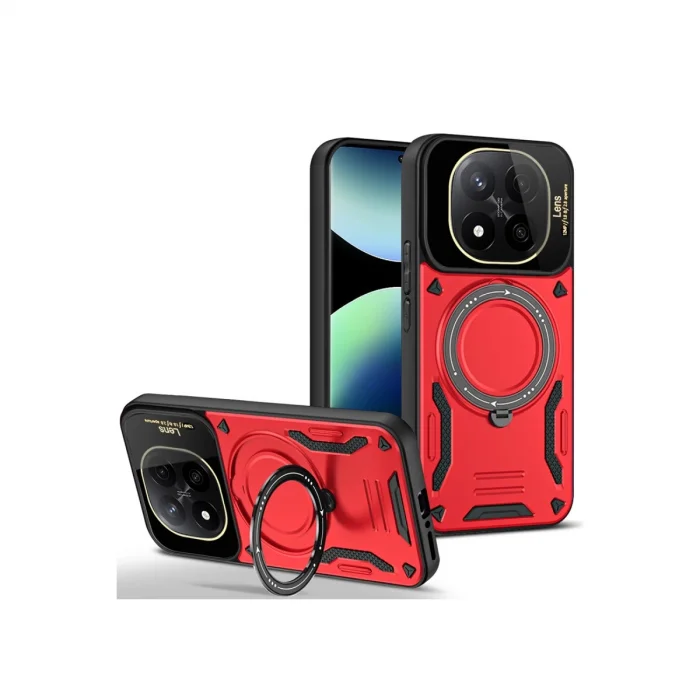 Xiaomi Redmi Note 14 Pro 5g Kılıf Joy Lens Standlı Kapak - Kırmızı