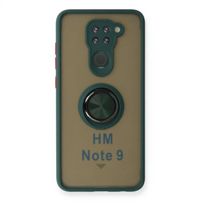 Xiaomi Redmi Note 9 Kılıf Montreal Yüzüklü Silikon Kapak - Yeşil
