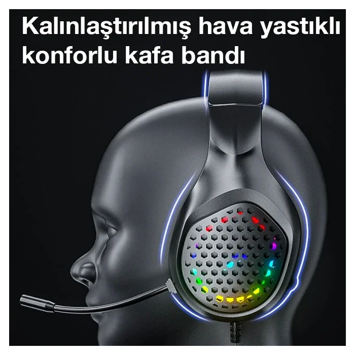 XMOWi R1 Gaming Mikrofonlu RGB Oyuncu Kulaklığı PC- Dizüstü  Ve Ps4-(5775)