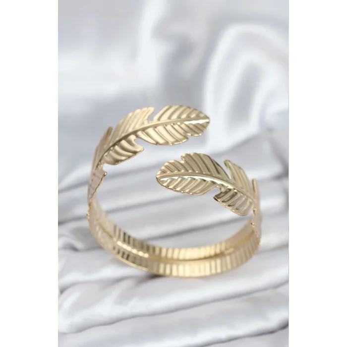 Yaprak Model Gold Renk Kadın Bileklik