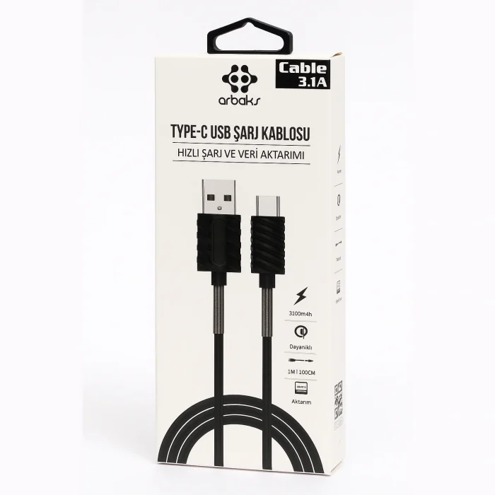 Yaylı TYPE-C 3.1A Usb Şarj Kablosu Arbaks ARB-037