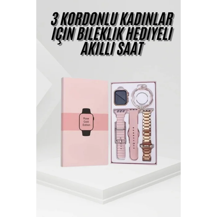Yeni Nesil Kadın Akıllı Saat Rose Gold Android ve İos Uyumlu