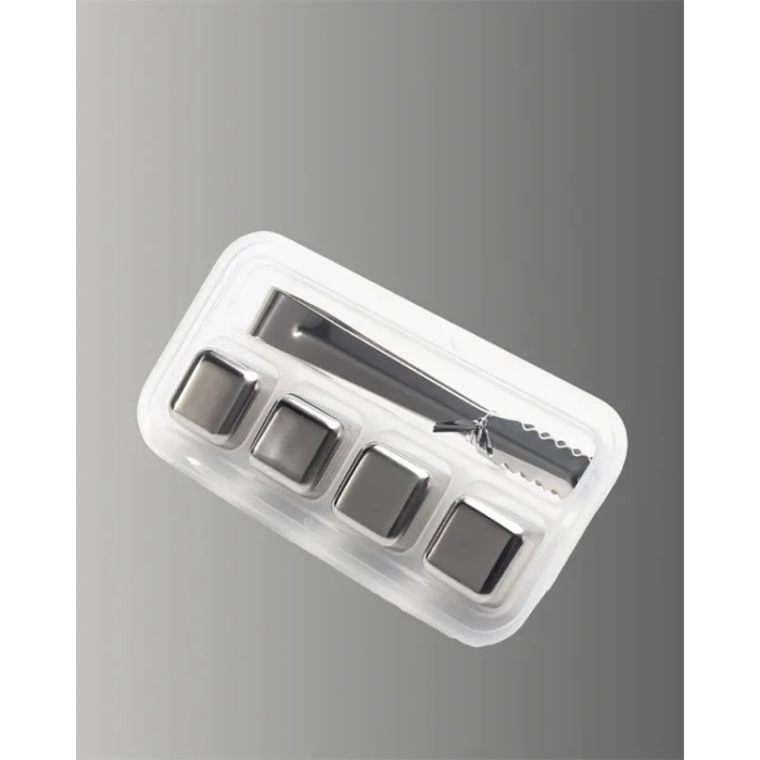 Yeniden Kullanılabilir 304 Çelik Metal Buz Küpleri 4lü Set