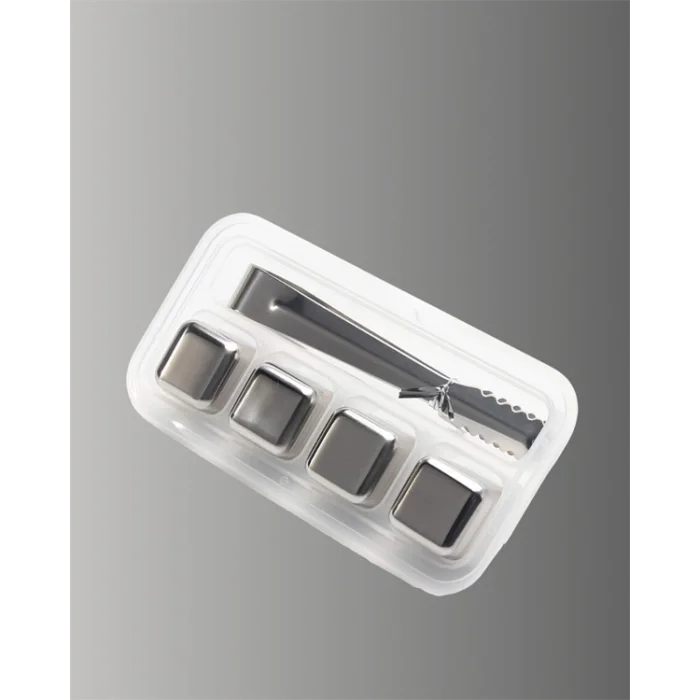 Yeniden Kullanılabilir 304 Çelik Metal Buz Küpleri 4lü Set