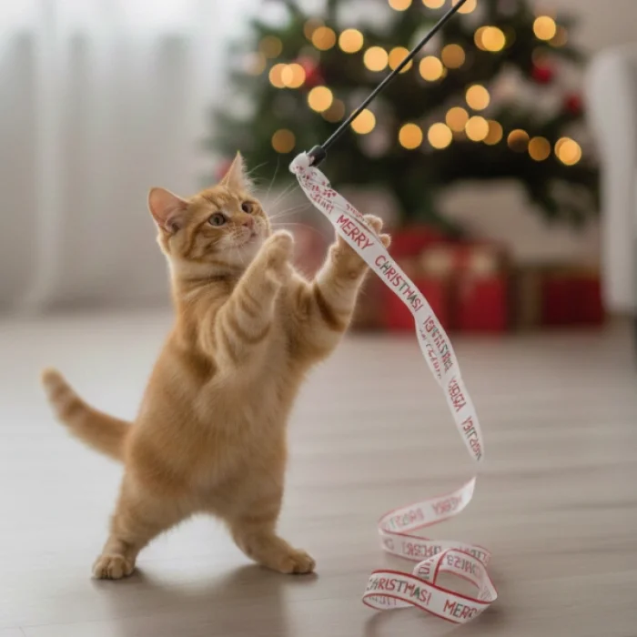 Yılbaşı Temalı Kedi Oyun Oltası
