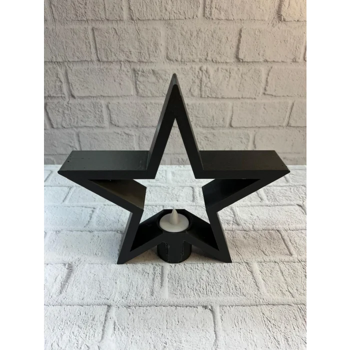 Yıldız Mumluk Siyah Modern Salon ve Raf Dekoru