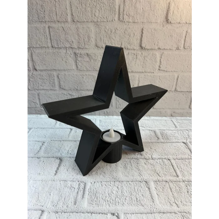 Yıldız Mumluk Siyah Modern Salon ve Raf Dekoru