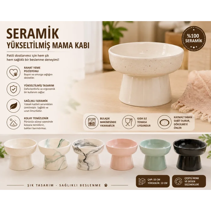 Yüksek Altlıklı Oval Seramik  Su Kabı 250 ml Çeşitli Renklerde